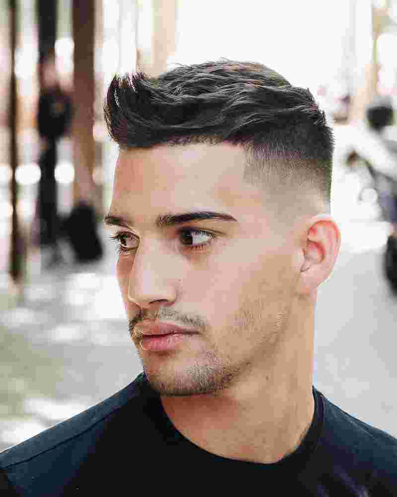 Medium length natural quiff style