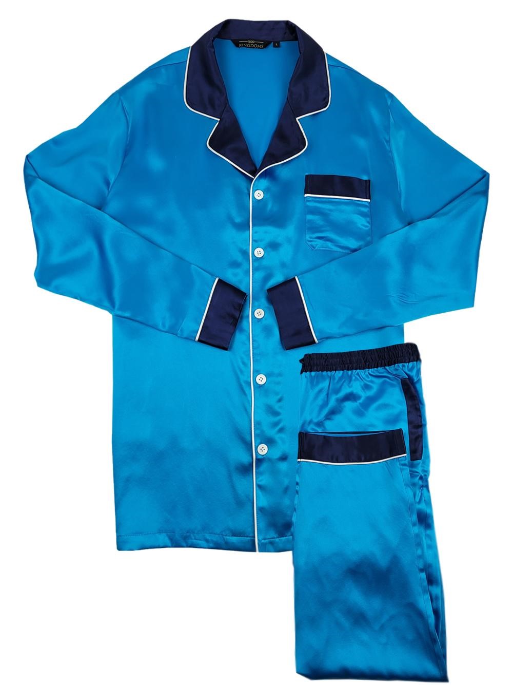 1000 Kingdoms - LOST IN IBIZA Mens Blue Silk Pajama Set