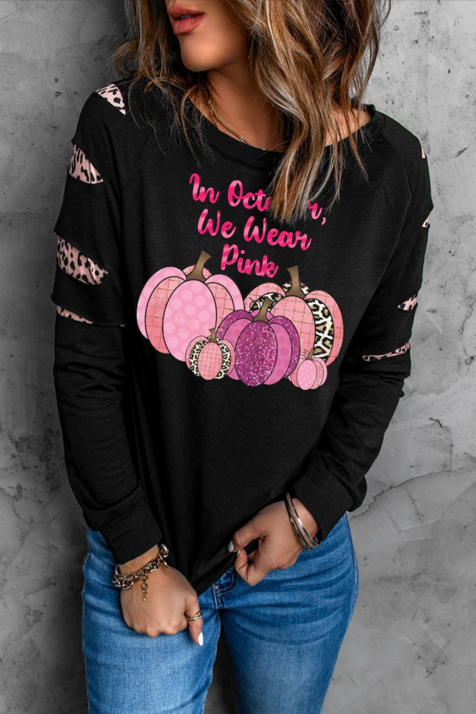 Leopard Plaid Shiny Pumpkin Sweatshirt